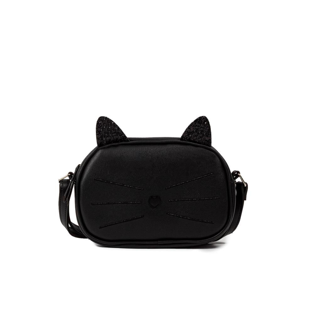 black cat crossbody bolsa